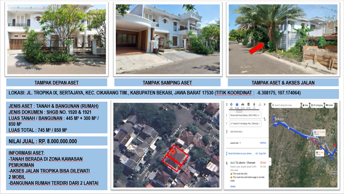 Rumah Dijual di Tropikana Jababeka Cikarang